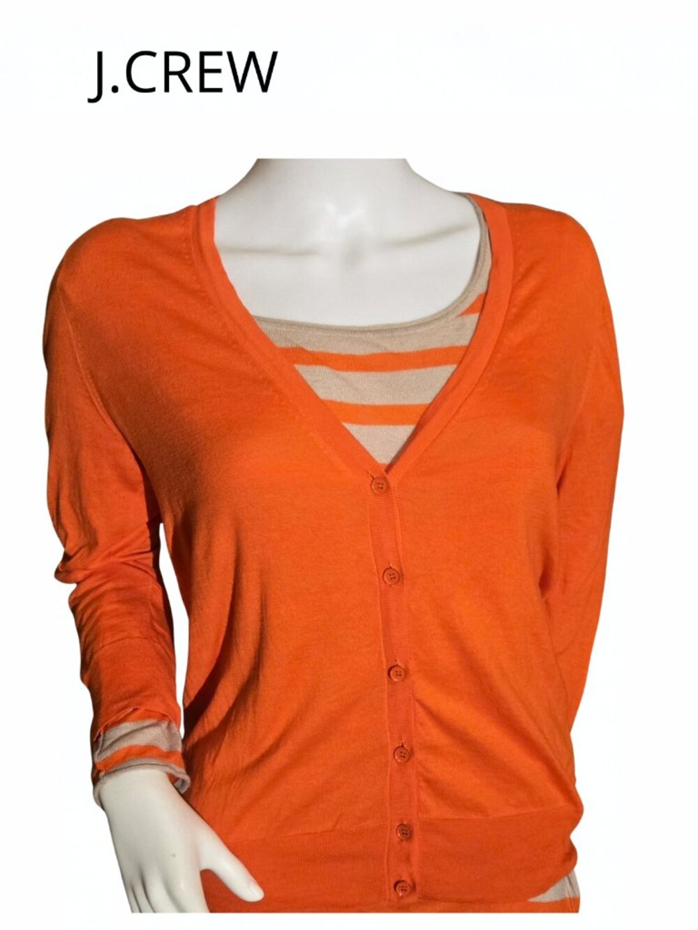 J.Crew Tangerine Orange V-neck lightweight Cardidan Large